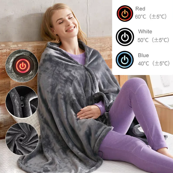 Rechargeable Heating Blanket in use